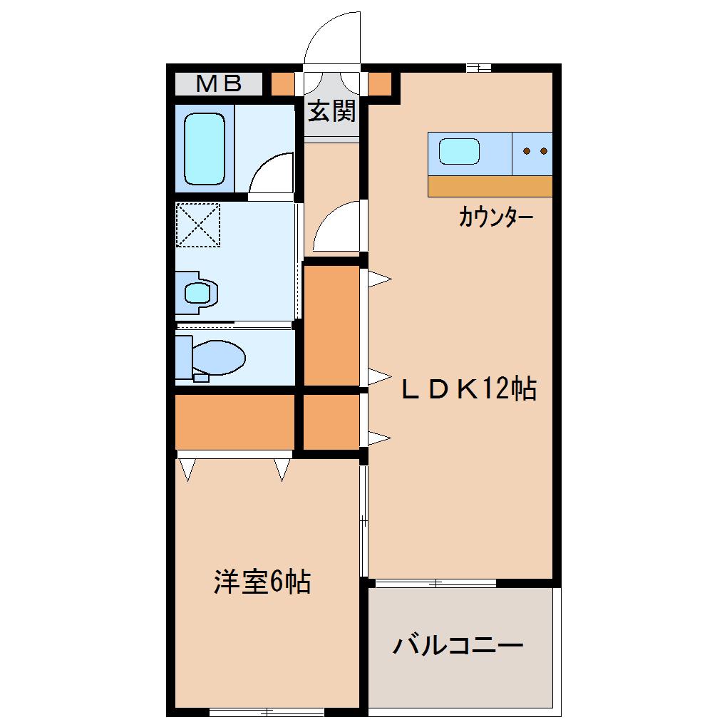 コムコハウス(1LDK/2階)の間取り写真