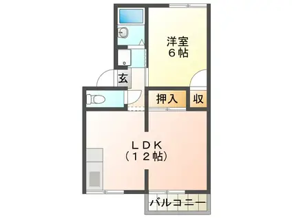 プレジール樹里(1LDK/2階)の間取り写真