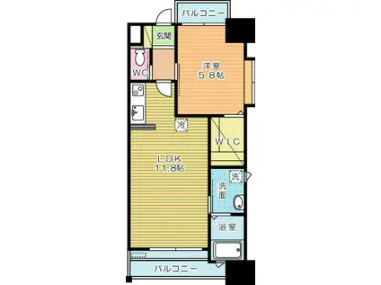 ギャラン竪町(1LDK/9階)の間取り写真