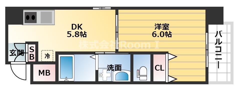 GALLERY谷町(1DK/7階)の間取り写真