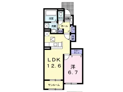 マーレ・インテルノIII(1LDK/1階)の間取り写真