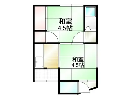 水川アパート 北号(2K/1階)の間取り写真