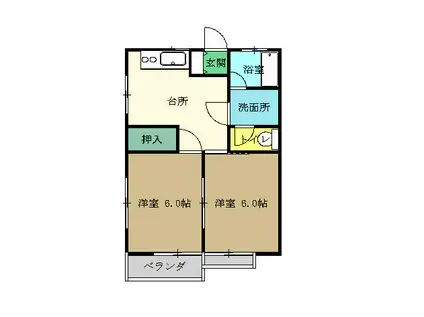 コーポ・サンシティーA(2DK/2階)の間取り写真