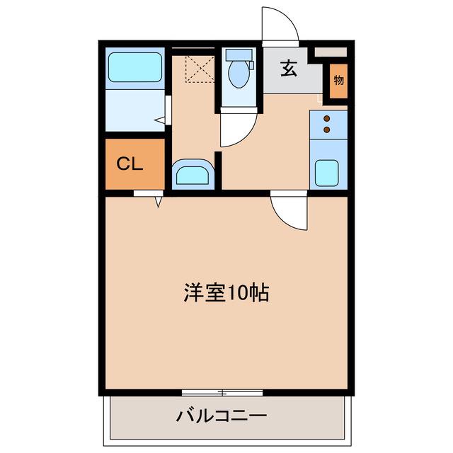 CRESCENNE クレシェンヌ(1K/2階)の間取り写真
