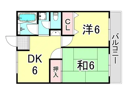 フローラマンション(2DK/4階)の間取り写真