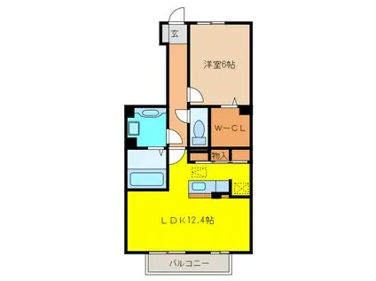 アクア・コスミオンIII A棟(1LDK/1階)の間取り写真
