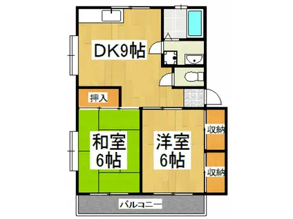 コスモハイツ(2DK/1階)の間取り写真