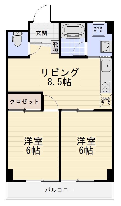 オオトクハイツ(2DK/5階)の間取り写真