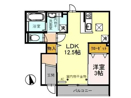 西京の郷 弐乃館(1LDK/1階)の間取り写真