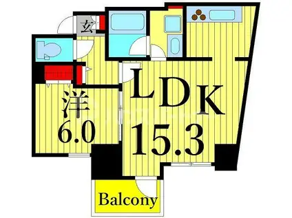 ロイジェント三ノ輪(1LDK/9階)の間取り写真