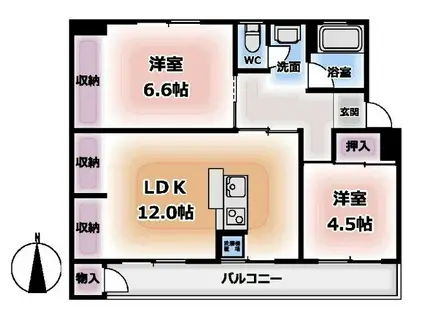 鍋屋上野3号棟(2LDK/4階)の間取り写真