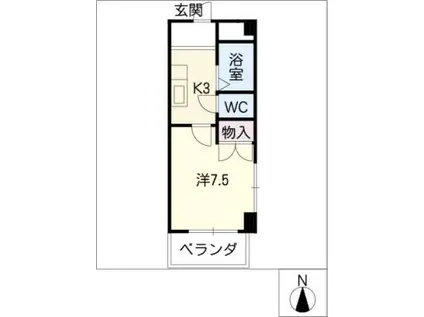 第3長岡マンション(1K/6階)の間取り写真
