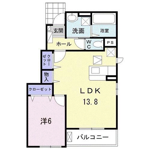 ニューシャルム(1LDK/1階)の間取り写真