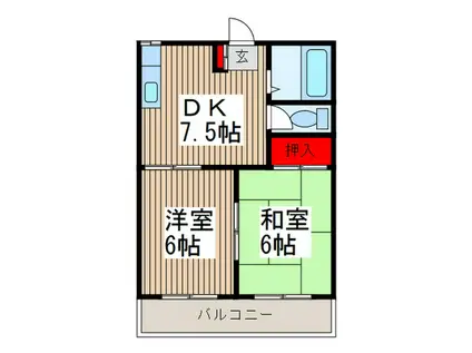 小山コーポ(2DK/2階)の間取り写真