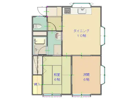 武町住居 東(2DK/2階)の間取り写真