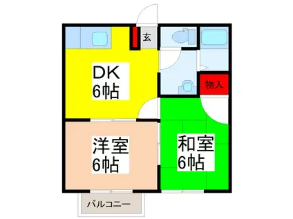 メロディハウス(2DK/2階)の間取り写真