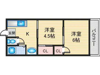 田畑マンションA棟(2K/1階)の間取り写真