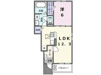 アンソレイユ(1LDK/1階)の間取り写真