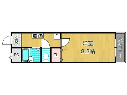 キョウエイマンション(1K/1階)の間取り写真