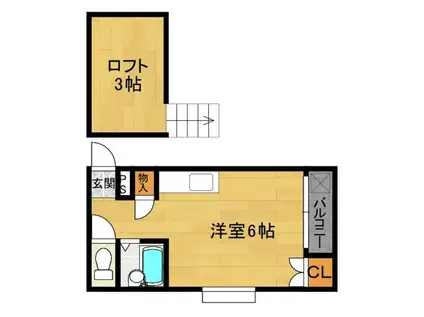 パル松崎(ワンルーム/2階)の間取り写真