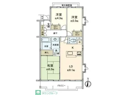 たまプラーザサウスヒルズ(3LDK/3階)の間取り写真