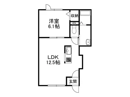 ラピスIV(1LDK/1階)の間取り写真