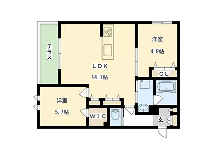 シャーメゾン アヴァンス(2LDK/1階)の間取り写真