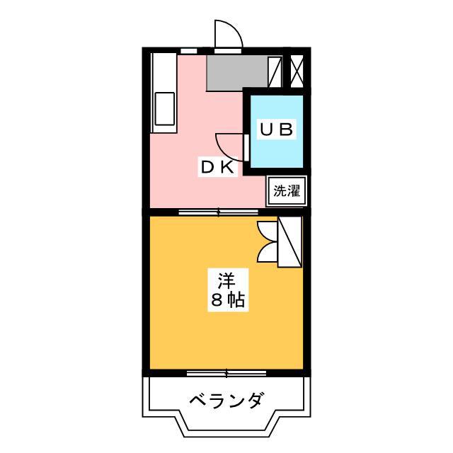 Gハイツ城之崎(1DK/2階)の間取り写真
