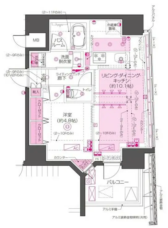 ZOOM東神田 9階階 間取り