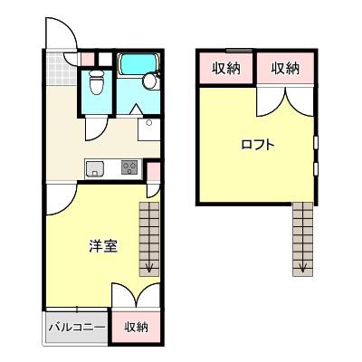 セイラBOX東貝沢B(1K/2階)の間取り写真
