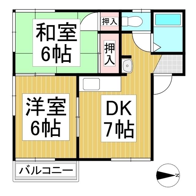 メゾン・ド・やまN棟(2DK/1階)の間取り写真