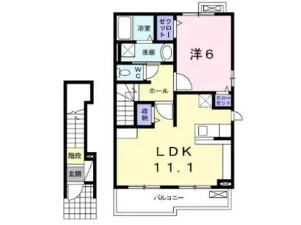 ロッソローザ(1LDK/2階)の間取り写真