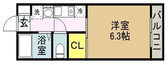 FLAT福井C棟(1K/1階)の間取り写真