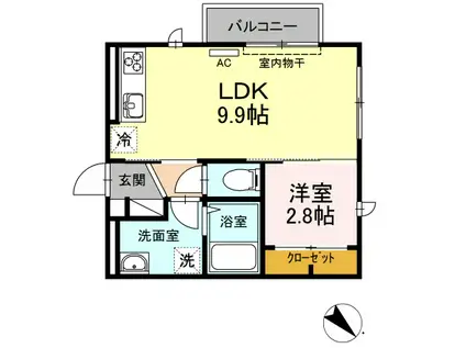 アベニーレ II棟(1LDK/2階)の間取り写真