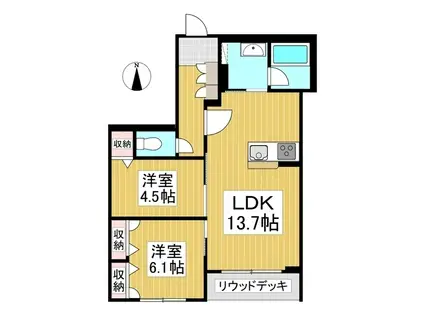 カルムメゾン(2LDK/1階)の間取り写真