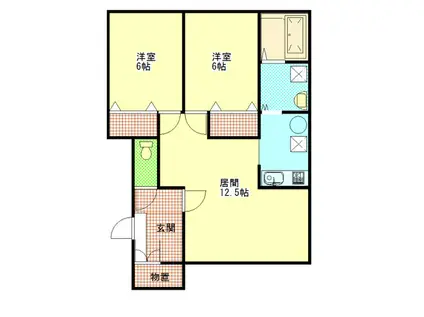 シャンパニー(2LDK/2階)の間取り写真