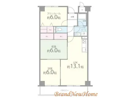 グレイスコート深井(2LDK/3階)の間取り写真