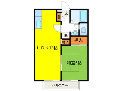 リバービューハイツ(1LDK/2階)の間取り写真