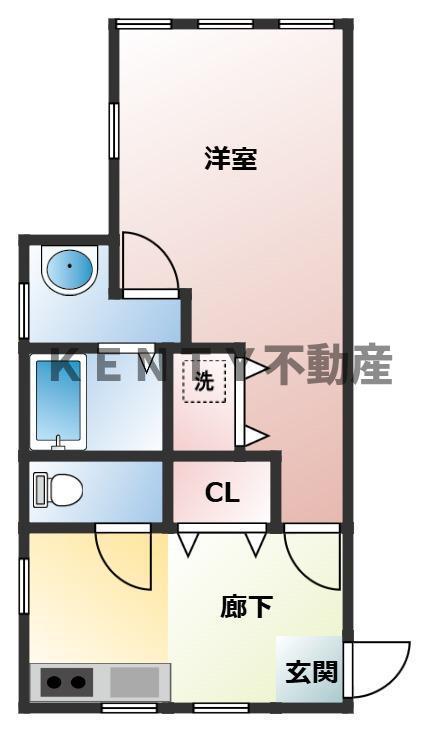 ウイング古屋(1K/2階)の間取り写真