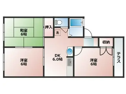 ル・シェール竜が岡(3DK/2階)の間取り写真