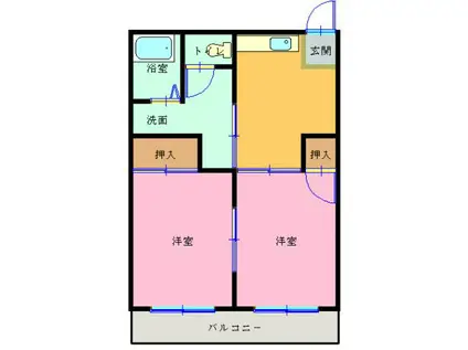 ラピュータ(2DK/2階)の間取り写真