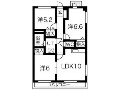 プロクシー貴船(3LDK/3階)の間取り写真