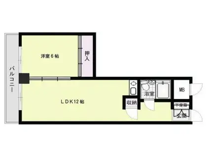 ロマネスク天神南(1LDK/2階)の間取り写真