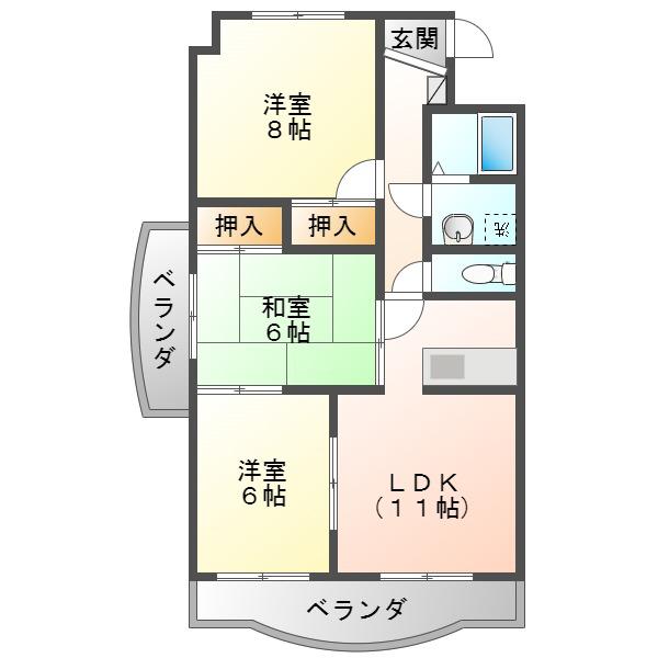 ソシエ 2001(3LDK/1階)の間取り写真