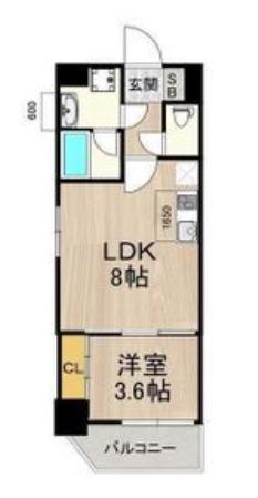 フロンティアタワー九条I(1LDK/8階)の間取り写真