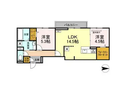 グレイスガーデンB(2LDK/3階)の間取り写真