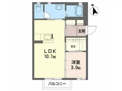 カリーノ(1LDK/1階)の間取り写真