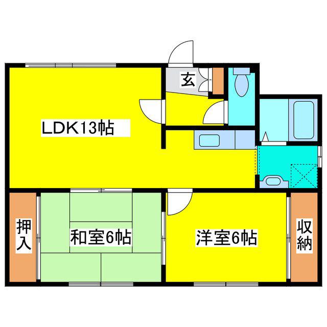 サングレース北野(2LDK/1階)の間取り写真