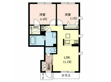  シャーメゾン明王寺(2LDK/1階)の間取り写真