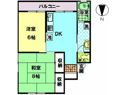 リバティハウス(2DK/4階)の間取り写真